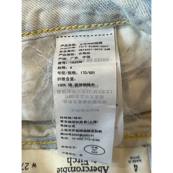 Abercrombie & Fitch Women's Boyfriend Shorts Distressed Roll Cuff Hem White W27 - Picture 8 of 9